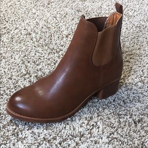 Brown faux leather boots